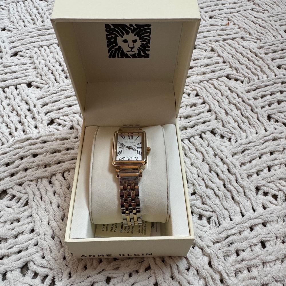 Anne Klein Two-Tone Rectangular Watch
